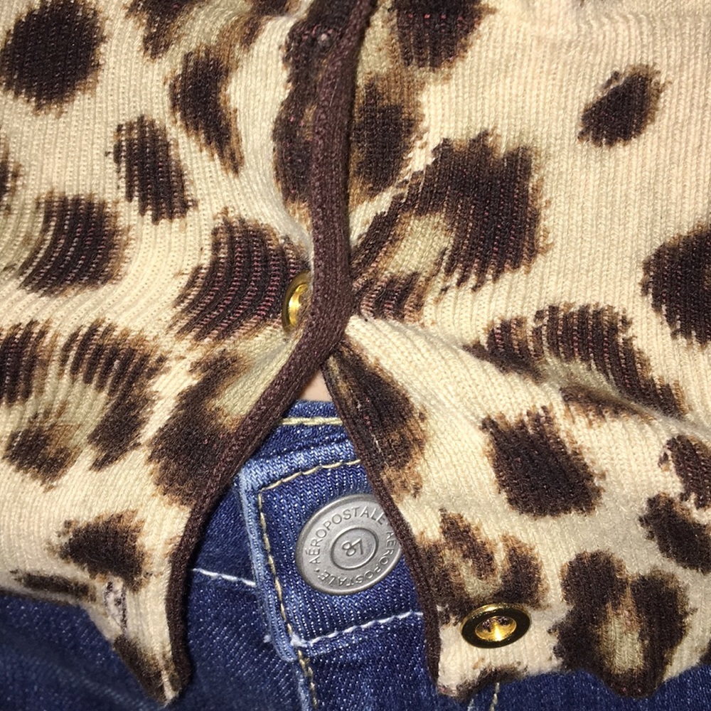 Leopard Print Button Down Sweater - image 3